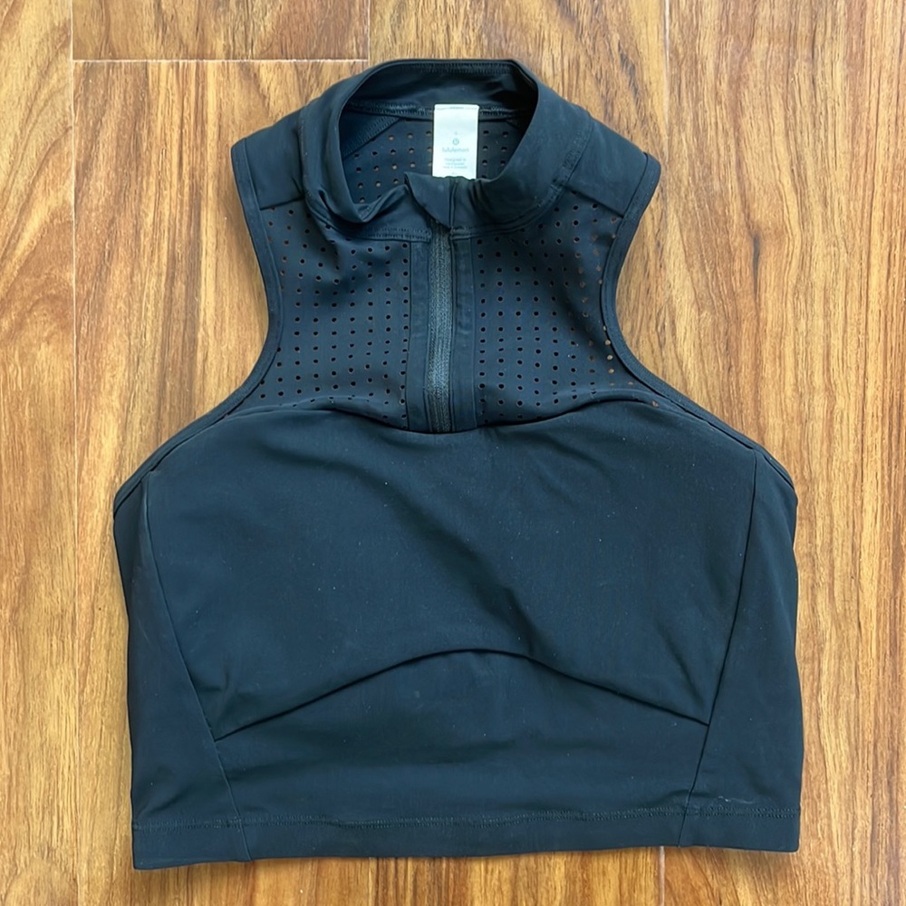 Lululemon Athletica Black High-neck Zip Bra Top 6 NWOT